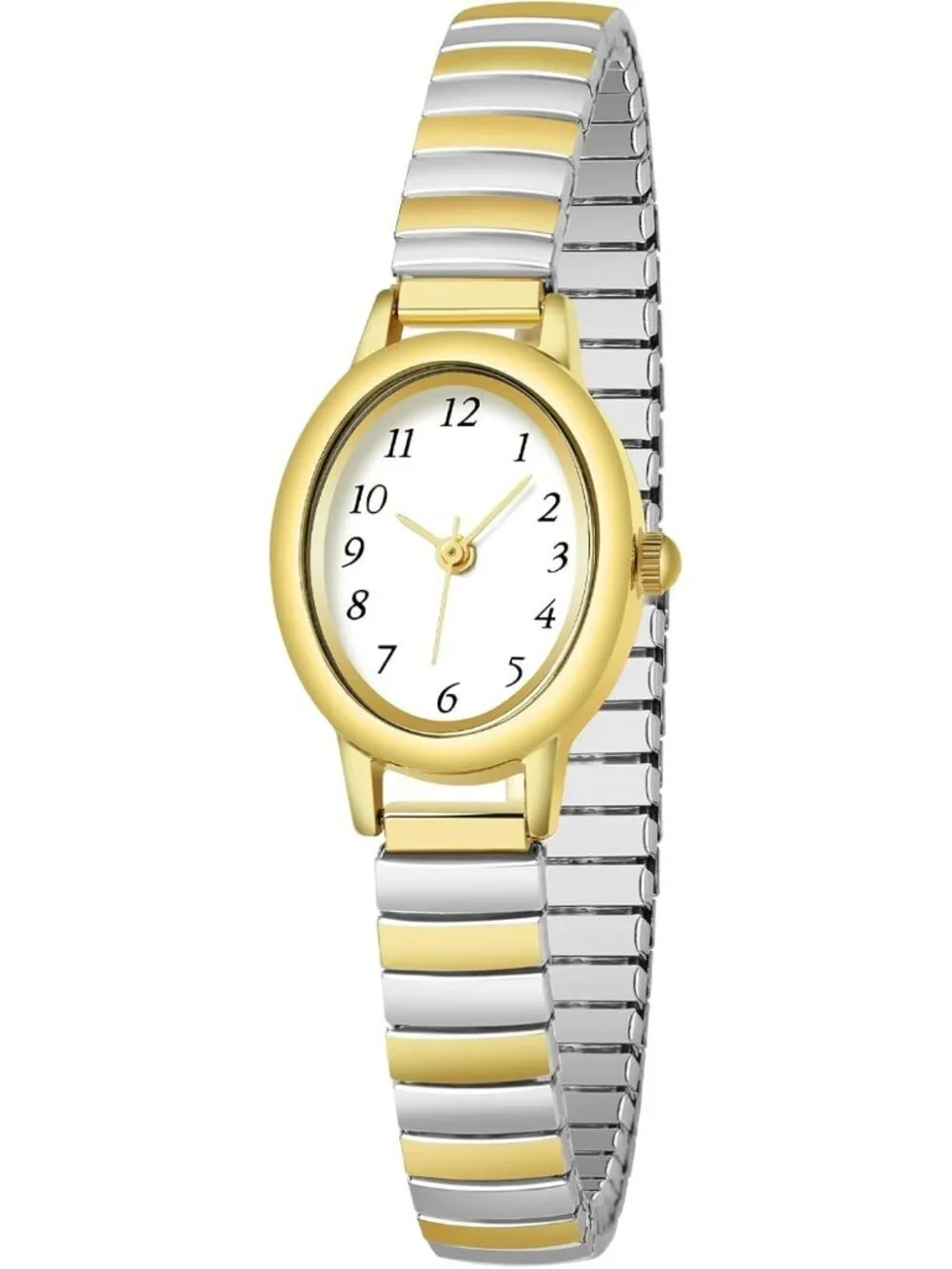 Women's Silver And Gold Analog Alloy Steel Expansion Band Waterproof Wrist Watch